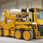 A picture of 2 OPG new dry storage container (DSC) transporters that leveraged MEDATech's electric vehicle powertrain design services